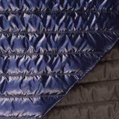 Steppstoff Streifen wattiert gl�nzend, navy dunkelblau