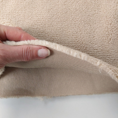 Teddyfleece Teddystoff Schaffell Optik weich dick uni - hellbeige