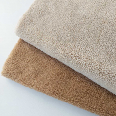 Teddyfleece Teddystoff Schaffell Optik weich dick uni - hellbeige