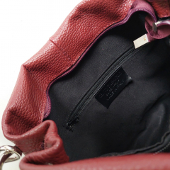Ledertasche Umh�ngetasche Lederriemen - weinrot - silber Schnallen - Made in Italy