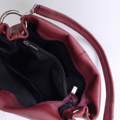 Ledertasche Umh�ngetasche Lederriemen - weinrot - silber Schnallen - Made in Italy