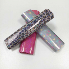 Regenmantelstoff Foliendruck Regenbogen-Glitzer pink