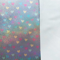 Regenmantelstoff Foliendruck Herzen Regenbogen-Glitzer, grau