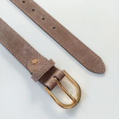 Wildlederg�rtel uni Gr. 95 (114 cm) goldene Schnalle - taupe - Made in Italy