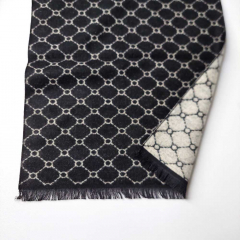 Schal Halstuch Gitternetzmuster grafisch, beige schwarz