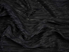 Plissee Stoff Glitzer Streifen quer, schwarz