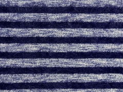 Strickstoff Streifen Fransen Meterware, dunkelblau