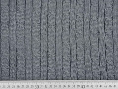 RESTST�CK 112 cm dicker Strickstoff Zopfmuster, grau