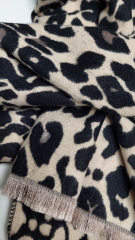 Schal Leopardenmuster - schwarz braun hellbeige