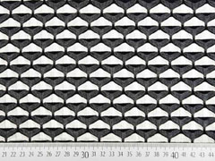 RESTST�CK 40 cm Jerseystoff Jacquard Sanduhr grafisches Muster, ecrue anthrazit