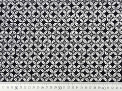 EINZELST�CK 205 cm Baumwollsatin Kreise Rauten, schwarz