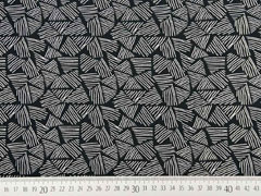 Jerseystoff gestreifte Dreiecke, wei� schwarz B-WARE