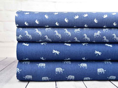 Jeansstoff leicht Zebras, wei� jeansblau