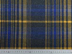 RESTST�CK 94 cm Jacquard Jersey gro�es Karo, mittelblau ocker dunkelgrau