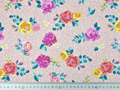 Jerseystoff Blumen Leomuster, altrosa