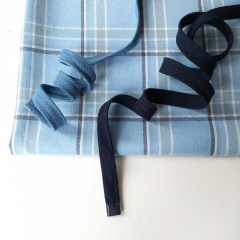 RESTST�CK 45 cm Flanell Stoff Karomuster karierter Baumwollstoff, dunkelblau mint hellblau