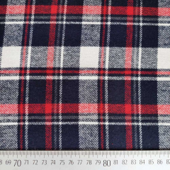 Flanell Stoff Schottenkaro karierter Baumwollstoff, rot cremewei� dunkelblau