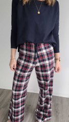 Flanell Stoff Schottenkaro karierter Baumwollstoff, rot cremewei� dunkelblau