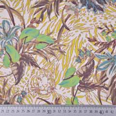 Chiffon L�we tropische Bl�tter, gr�n braun beige