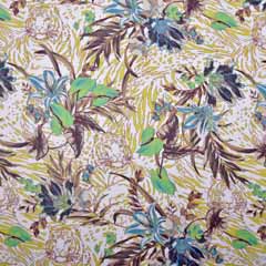 Chiffon L�we tropische Bl�tter, gr�n braun beige