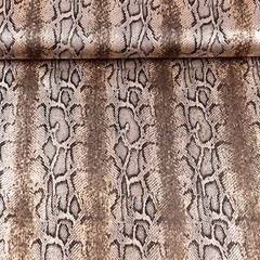 Satinstoff Blusenstoff Schlangenmuster Glitzer Animal, braun taupe