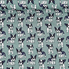 Jerseystoff Hunde, dunkelgrau mint