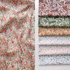 Baumwollstoff Paisley Muster Silky Cotton, braun hellrosa