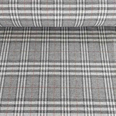 Jacquard Stoff Glencheck Webware Karomuster Glitzer, grau wei�
