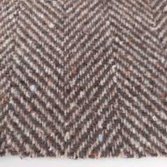 Wollstoff Fischgr�tmuster Deadstock Designerstoff, braun ecrue