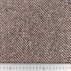 Wollstoff Fischgr�tmuster Deadstock Designerstoff, braun ecrue