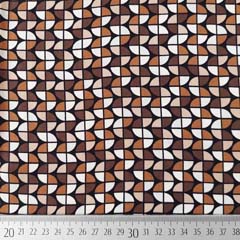 Viskose Twillstoff grafisches Muster Webware, braun beige schwarz
