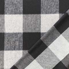 Jackenstoff Karomuster Quadrate flauschig weich Webware, grau schwarz