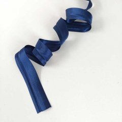 Schr�gband Satin gl�nzend vorgefalzt 20 mm, marineblau