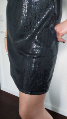 Jerseystoff Paillette funkelnder Stoff elastisch Abendkleidstoff, schwarz