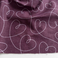 Flanell Stoff Baumwollstoff wei�e Herzen, burgundy