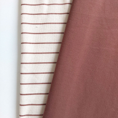 Rippenjersey Stoff Streifen, braun hellbeige