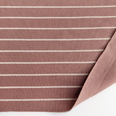 Rippenjersey Stoff Streifen, hellbeige mocca mousse