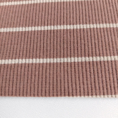 Rippenjersey Stoff Streifen, hellbeige mocca mousse