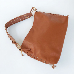 Ledertasche Handtasche �sen & Lederschn�rung - cognac braun - Made in Italy