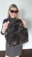 Fake Fur Felltasche flauschig weich uni, hellbeige