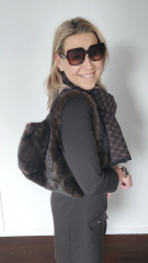 Fake Fur Felltasche flauschig weich uni, hellbeige