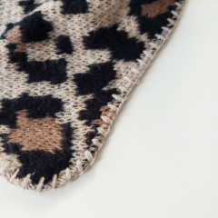 Dreieckstuch Schal Leopardenmuster Wollschal flauschig weich, schwarz braun beige