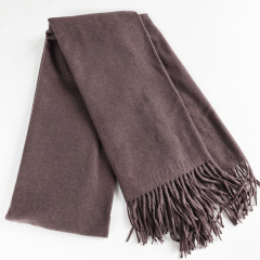 Schal mit Fransen Halstuch flauschig weich uni, dunkelbraun