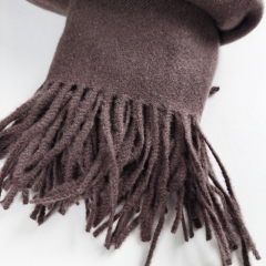 Schal mit Fransen Halstuch flauschig weich uni, dunkelbraun