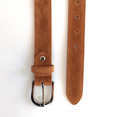 Wildlederg�rtel uni Gr. 90 (109 cm) silberne Schnalle - hellbraun- Made in Italy