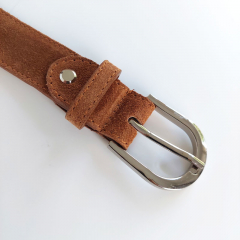 Wildlederg�rtel uni Gr. 90 (109 cm) silberne Schnalle - hellbraun- Made in Italy