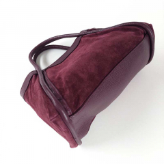 Wildledertasche 2 in 1 Handtasche & T�schchen Ledergriffe-burgundy - Made in Italy
