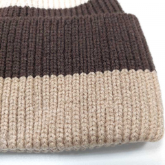 M�tze Strickm�tze Streifen ungef�ttert beige dunkelbraun natur