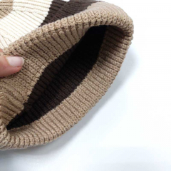 M�tze Strickm�tze Streifen ungef�ttert beige dunkelbraun natur