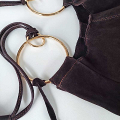 Wildledertasche gro�e goldene Ringe plus Ledert�schchen , dunkelbraun